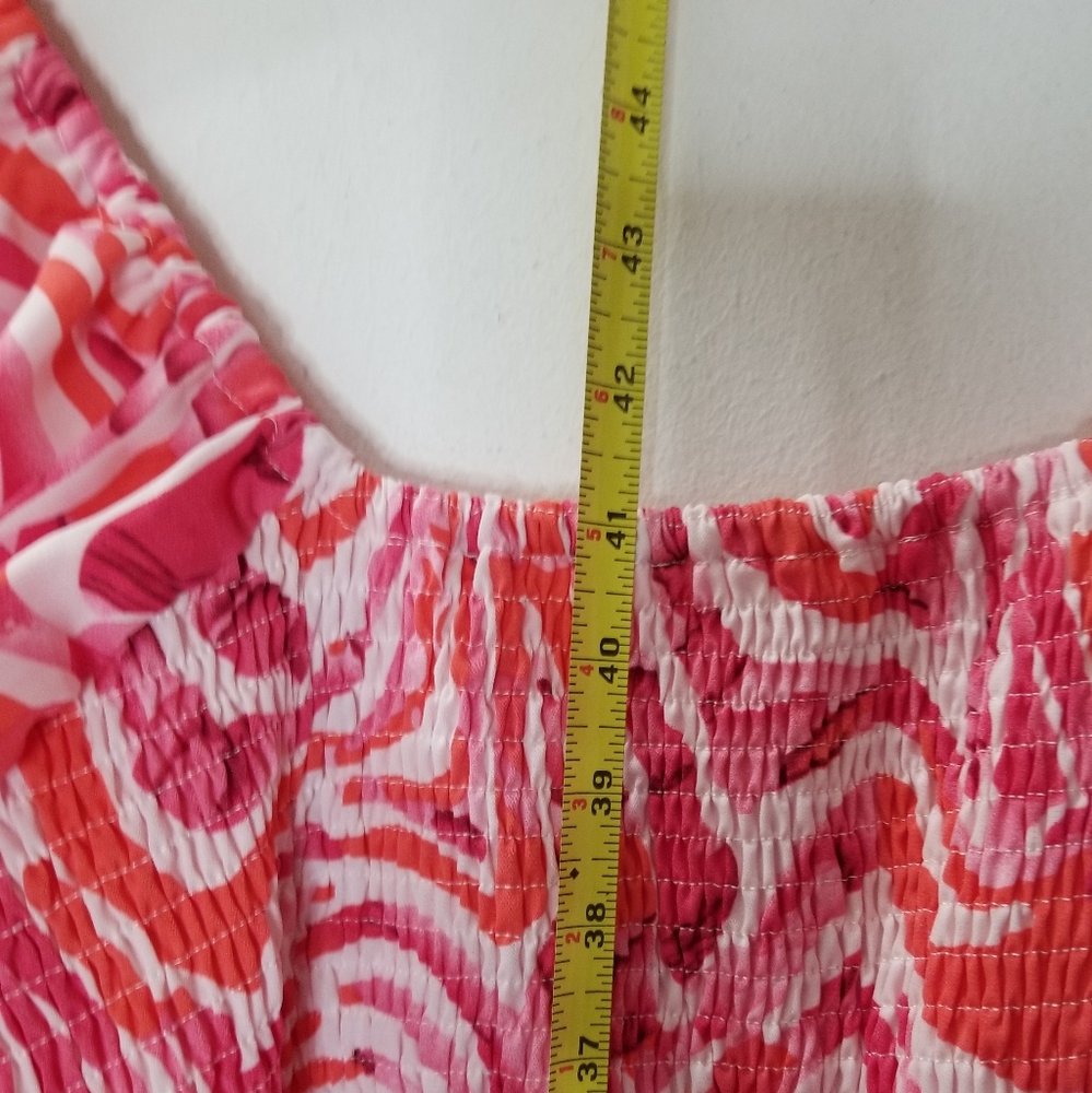 BeachSissi Smocked Midi Dress Off Shoulder Pink Swirl Sz Small NWT - Picture 15 of 16